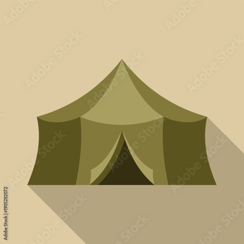 Military tent on a light background, providing temporary shelter and camping