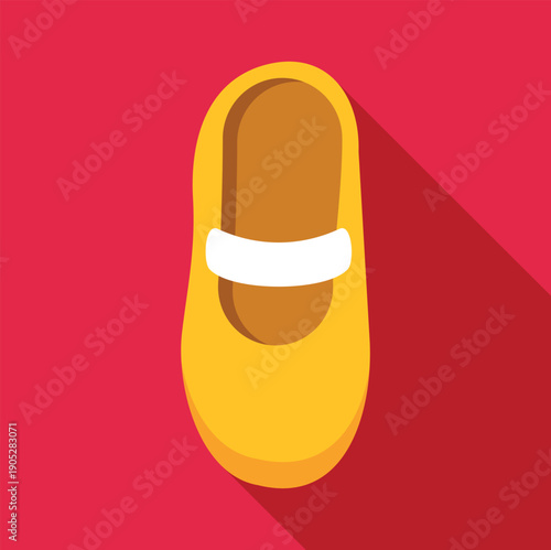 Yellow baby sandal icon with white strap for children and nurseries