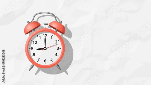 Retro coral alarm clock with a light textured background