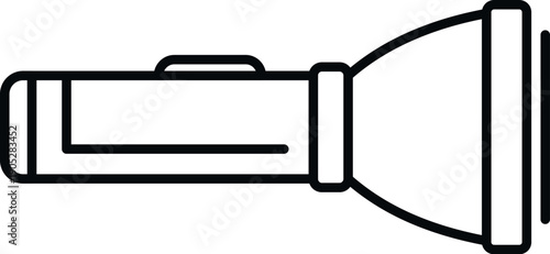 Flashlight outline icon representing portable electric light for various uses