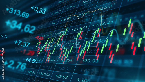 Bild auf Leinwand Stock market activity shows price changes and trading movements in real time