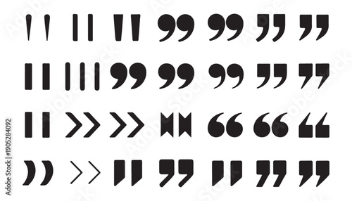 Set of different quote symbols and quotation marks typography design elements communication icons graphic design