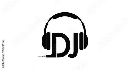 Professional dj logo with sleek headphones and custom lettering design concept