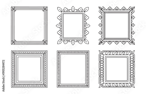 Decorative square frames with ornate floral and geometric patterns for digital scrapbooking and graphic design