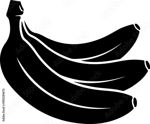 Three bananas in a bunch illustrated in a simple vector style