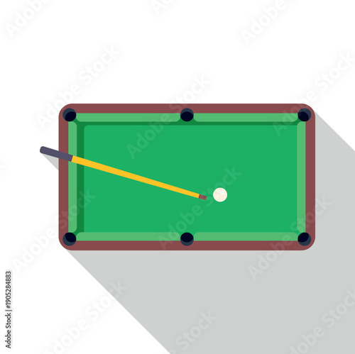 Green billiards table offering competitive sports play, seen from a top down perspective