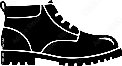 A detailed illustration of a rugged boot from a side viewpoint showcasing its sturdy design and industrial features