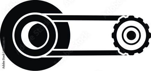 Mechanical chain drive system connecting a smooth pulley and a cogwheel