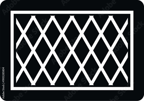 Black and white icon showing a geometric diamond lattice grill pattern