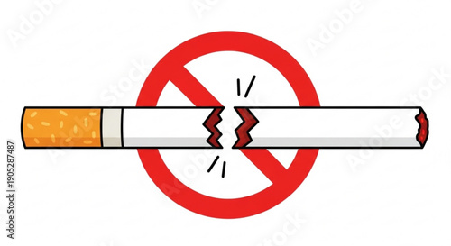 No smoking symbol with broken cigarette and red circle