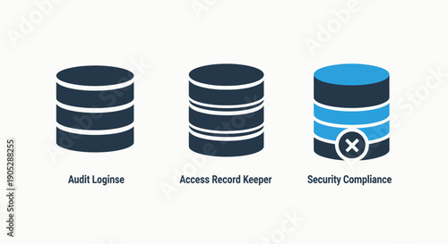 Data Security Icons: Audit Log, Access Record, Security Compliance, Database, IT Security, Compliance, Protection