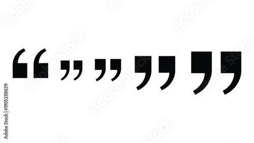 A series of quotation marks in varying sizes and styles against a white background Vector