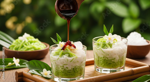 Es Cendol Dawet Tradisional dengan Sirup Gula Aren – Minuman Segar Khas Nusantara.