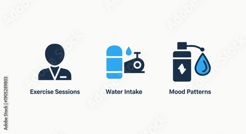 Lifestyle Icons: Exercise, Water Intake, and Mood Patterns Tracking