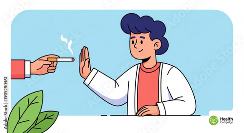 Person refusing cigarette no smoking concept healthy lifestyle choice smoke free
