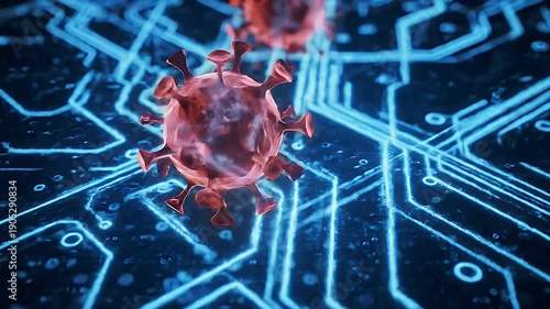 Virus on circuit board.