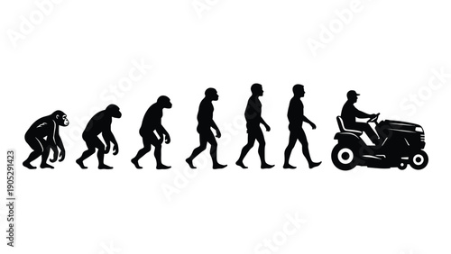Evolution of human locomotion from walking to riding a lawnmower Vector