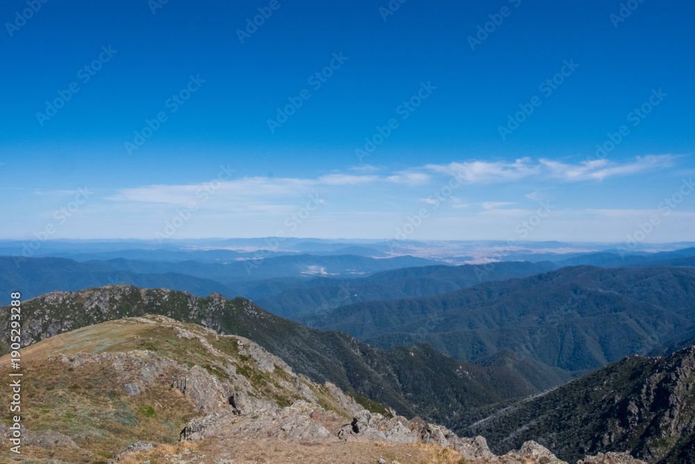 Fototapeta premium view from mount kosciuszko in summer