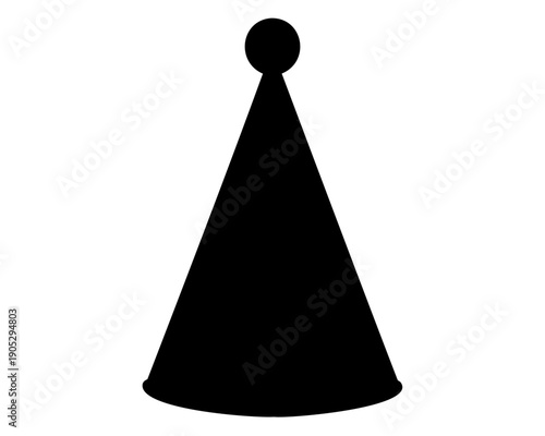 Simple black party hat silhouette with a tiny pompom top Vector