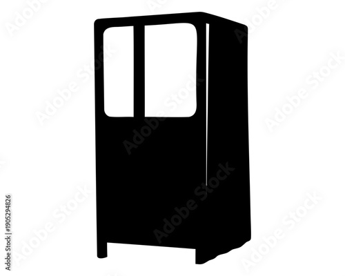 Black silhouette of an isolated locker or cupboard unit Vector
