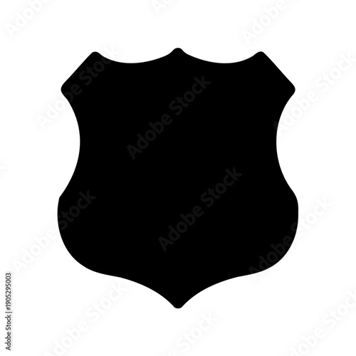 Black simple shield icon, emblem of security and defense. Vector