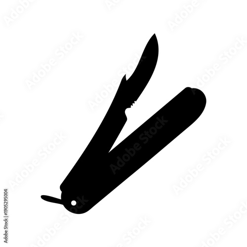 Classic straight razor silhouette for barber shop service Vector
