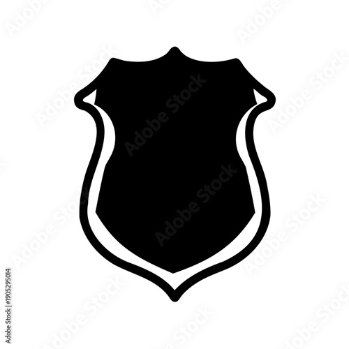 Black shield icon for security, defense, safety, badge. Vector