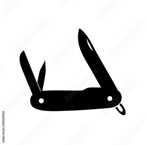 Pocket knife silhouette icon, multi-tool blade vector Vector