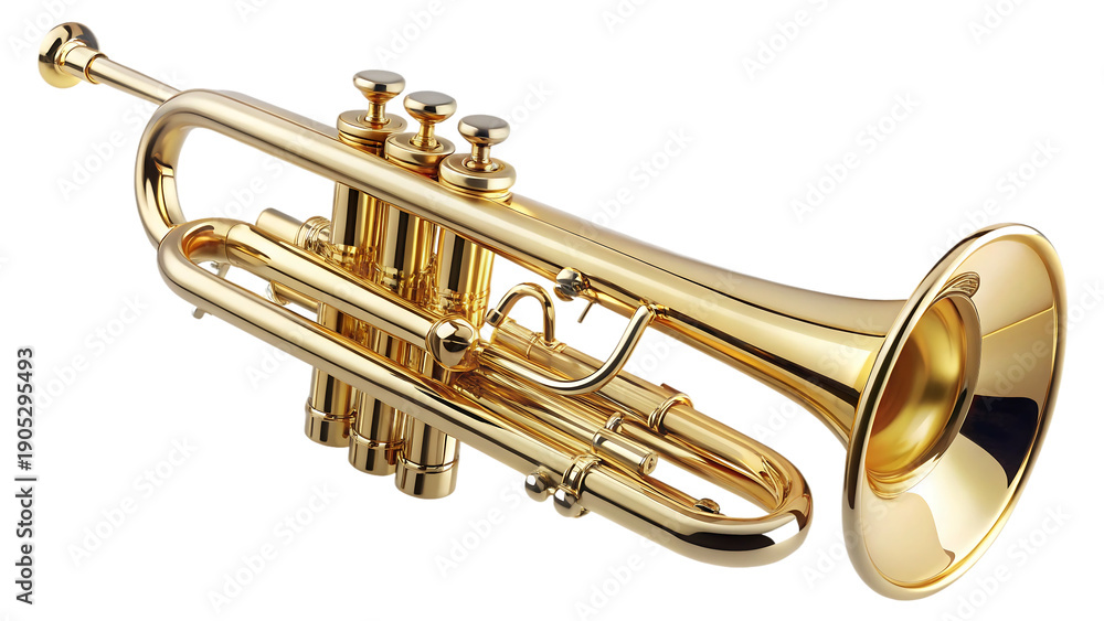 Obraz premium A shiny gold trumpet against a black background