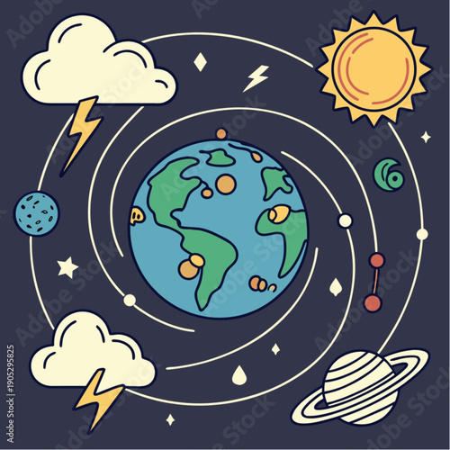 World Meteorological Day Earth Climate and Space Vector
