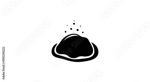 Abstract Black Blob with Rising Bubbles Icon.