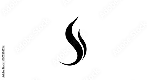 Abstract Black Flame Shape Symbol.