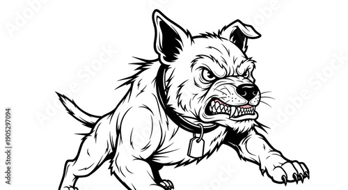 Aggressive Dog Baring Teeth Ready to Attack.