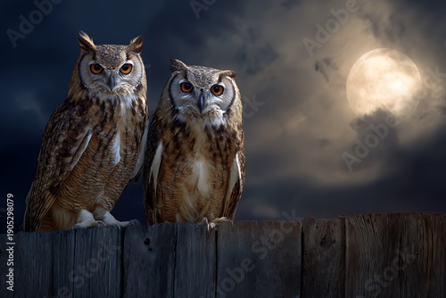 a pair of owl in the night