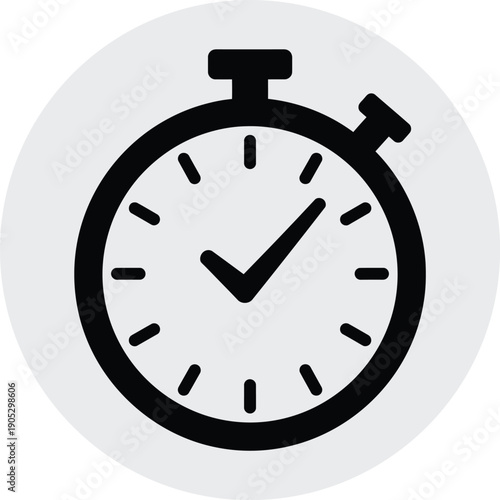 A black and white icon of a stopwatch