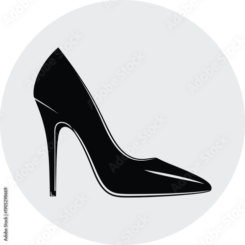 High heeled black stiletto pump shoe