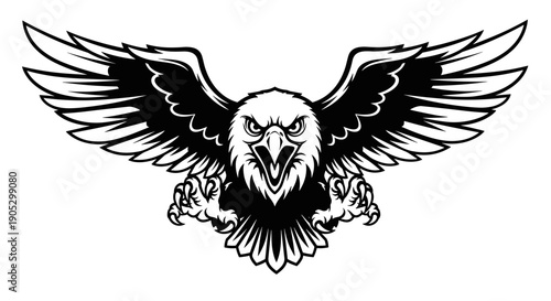 Aggressive Eagle Fiercely Attacking with Open Beak and Talons.