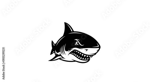 Aggressive Shark Head Illustration with Sharp Teeth 1.
