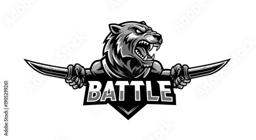 Aggressive Tiger Warrior Holding Two Swords Ready for Battle.