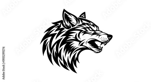 Aggressive Wolf Head Emblem Illustration 1.