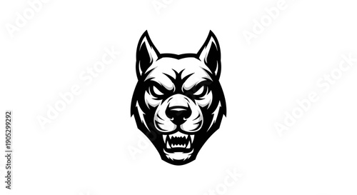 Aggressive Wolf Head Emblem Illustration.