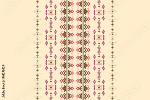 Neck embroidery Ikat oriental traditional border element pattern. Native geometric Aztec style design for fabric, clothing, texture, decoration, fashion, graphic, card, elements