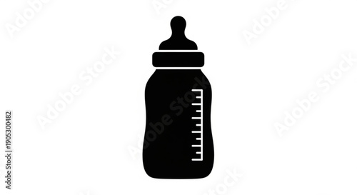 Baby bottle silhouette icon on a simple background viewed from the front