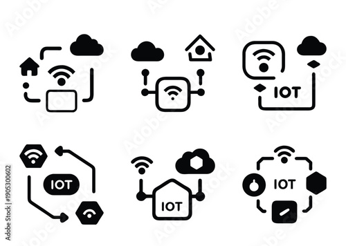 Collection of vector icons representing the Internet of Things technology concept