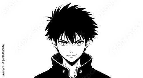 Anime Boy with Spiky Hair and Determined Expression.