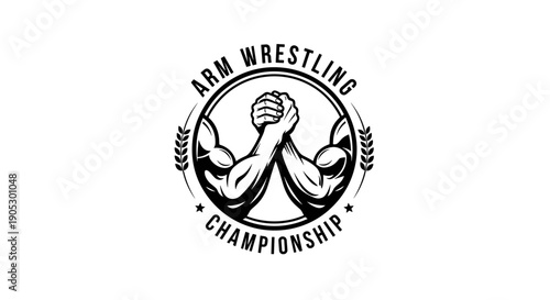 Arm Wrestling Championship Emblem with Muscular Arms 2.