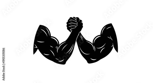 Arm Wrestling Competition Between Two Muscular Arms.