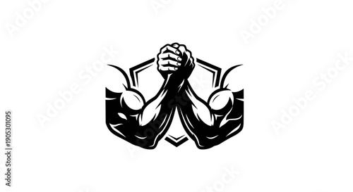 Arm Wrestling Competition Between Two Muscular Men.