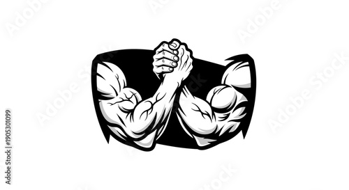Arm Wrestling Competition Between Two Muscular Men 1.