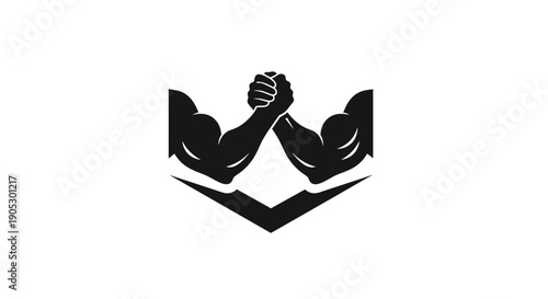 Arm Wrestling Silhouette Icon Symbolizing Strength and Competition.